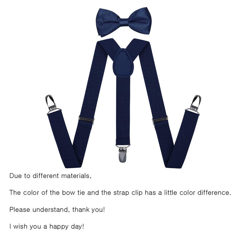 WELROG Kids Suspender Bow Tie Sets - Adjustable Braces With Bowtie Gift Idea for Boys and Girls (Navy blue) - Image 4